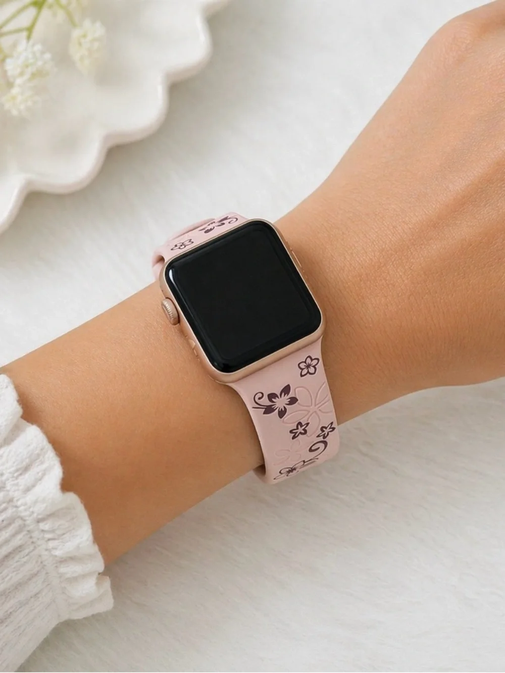 New Floral Design Apple Watch Bands 38mm 40mm 41mm Pink Brown